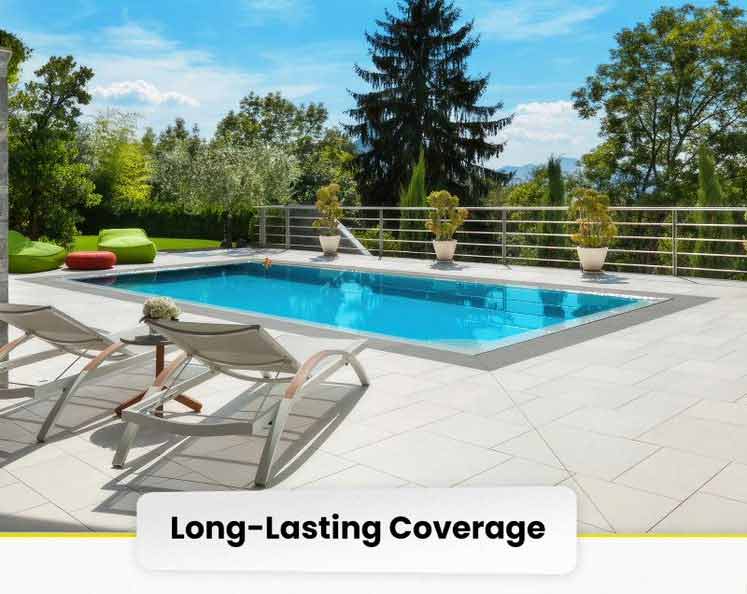 Outdoor pool and patio showing long-lasting coverage